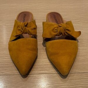 Jeffrey Campbell Mustard Suede Bow Mules